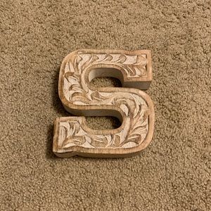 Distressed Carved Wood and White Wall Letter